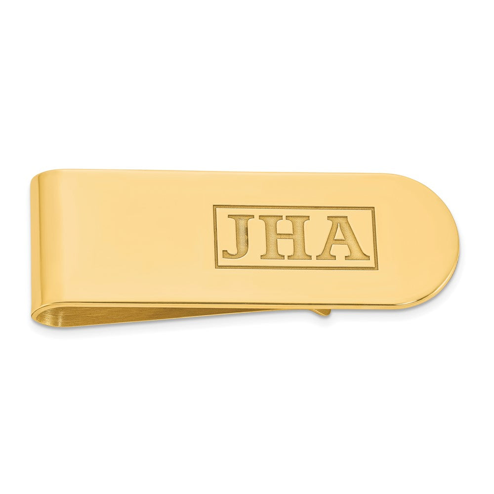 Sterling Silver/Gold-plated Recessed Letter Monogram Money Clip - 2