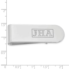14k White Gold Recessed Letter Monogram Money Clip