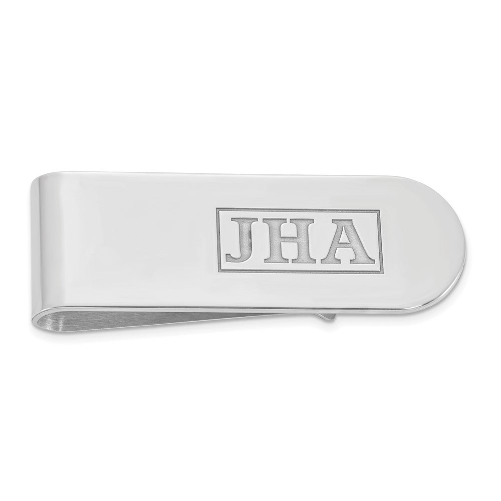 14k White Gold Recessed Letter Monogram Money Clip