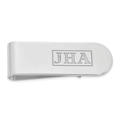 14k White Gold Recessed Letter Monogram Money Clip