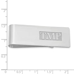 Sterling Silver/Rhodium-plated Raised Letter Monogram Money Clip