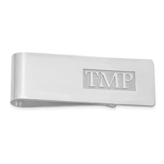 Sterling Silver/Rhodium-plated Raised Letter Monogram Money Clip