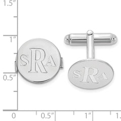 SS/Rhodium-plated Recessed Letter Monogram Round Cuff Link