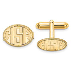 SS/Gold-pltd  Recessed Letter Oval w/ Boarder Monogram Cuff Link