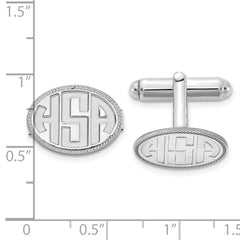 SS/Rhod-pltd  Recessed Letter Oval w/ Boarder Monogram Cuff Link