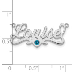 SS/Rhod-plated with SS Bezel Birthstone Heart Name Plate