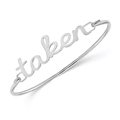 14k White Gold Name Plate on Sterling Silver Bangle