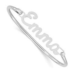 14k White Gold Name Plate on Sterling Silver Bangle - 2