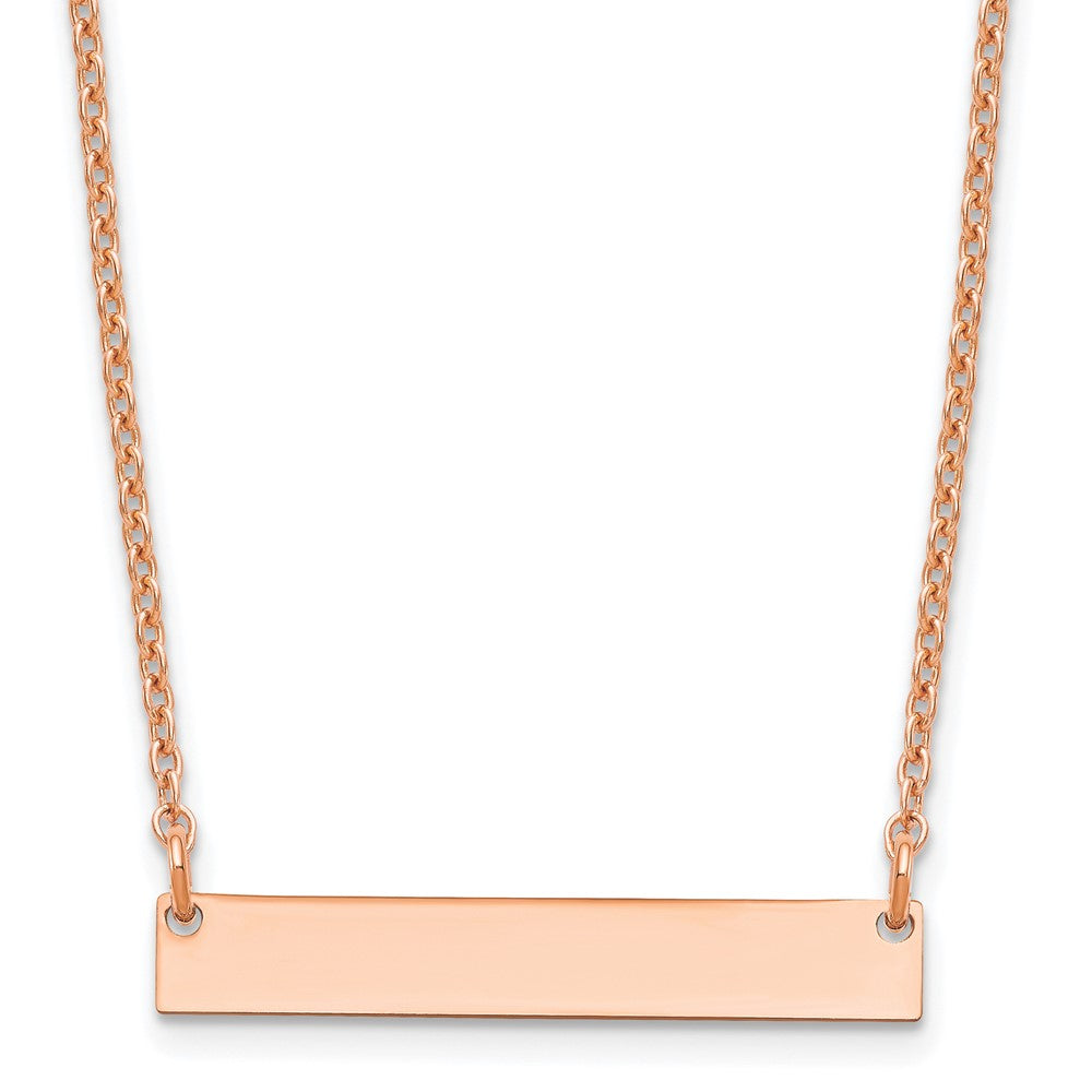 Sterling Silver/Rose-plated Small Blank Bar Necklace - 2