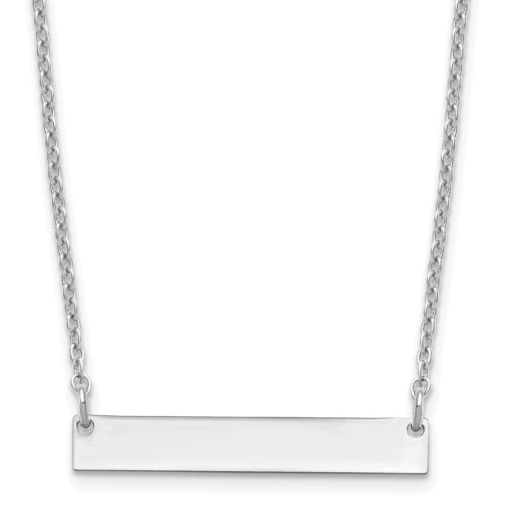 Sterling Silver/Rhodium-plated Small Blank Bar Necklace - 3