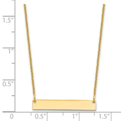 14k Yellow Gold Small Polished Blank Bar Necklace