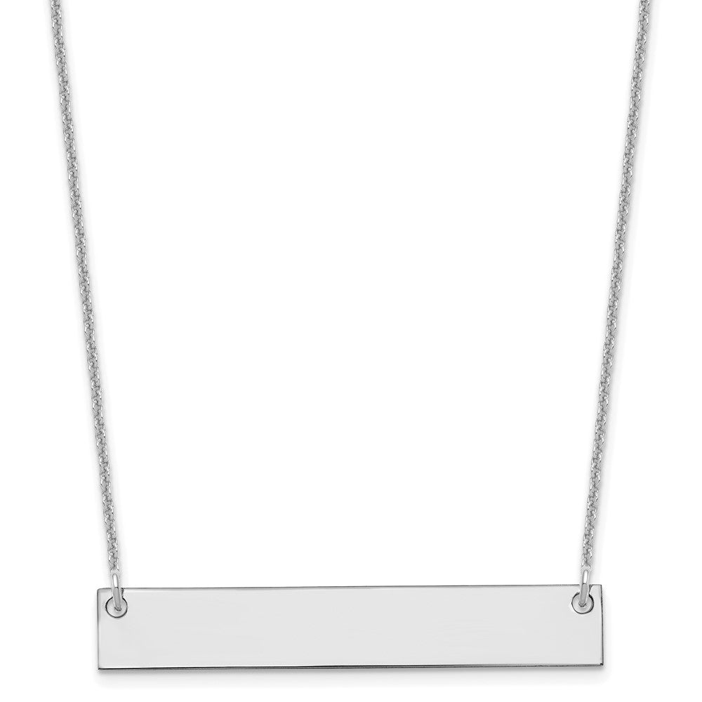 10k White Gold Medium Blank Bar Necklace - 3