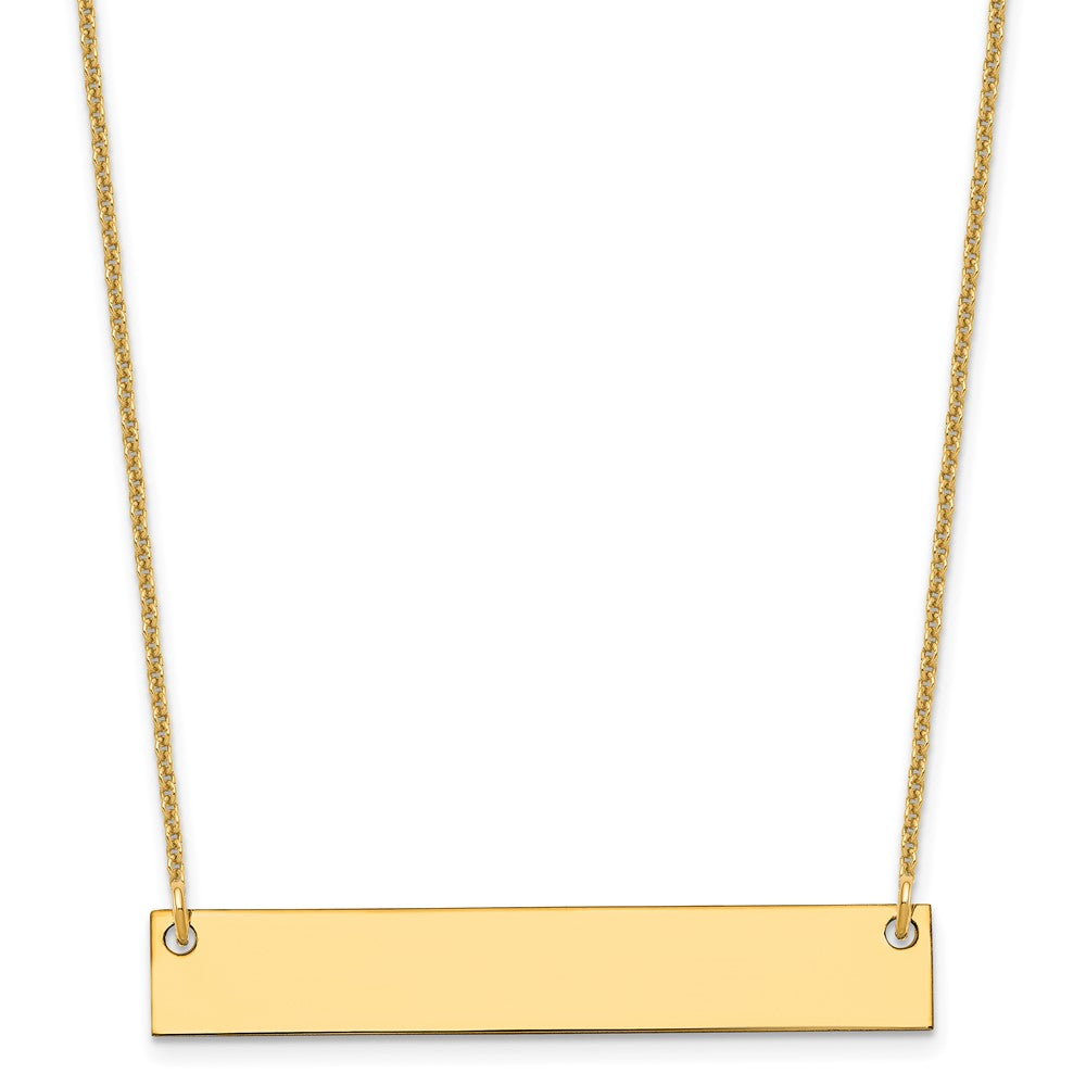 14k Yellow Gold Medium Blank Bar Necklace - 2
