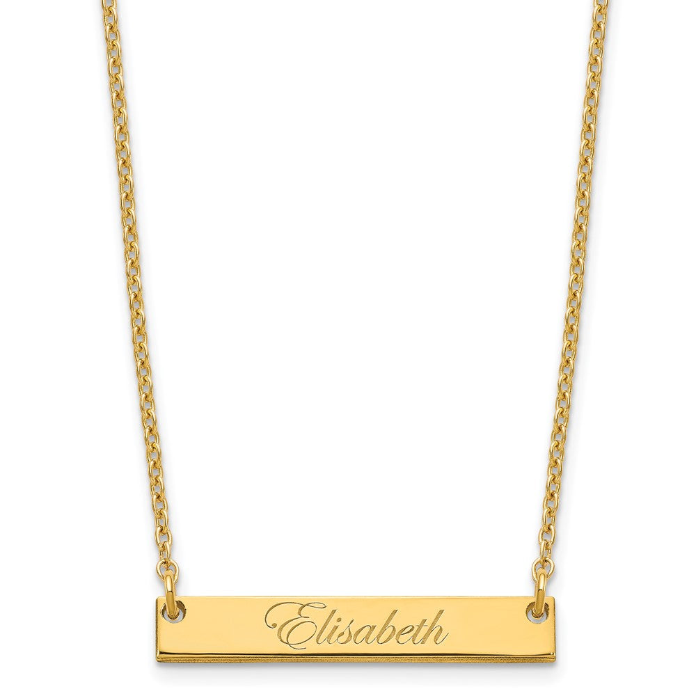 Sterling Silver/Gold-plated Small EDWARDIAN SCRIPT Bar Necklace - 2