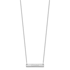 14k White Gold Small EDWARDIAN SCRIPT Bar Necklace