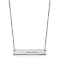 10k White Gold Small  EDWARDIAN SCRIPT Bar Necklace