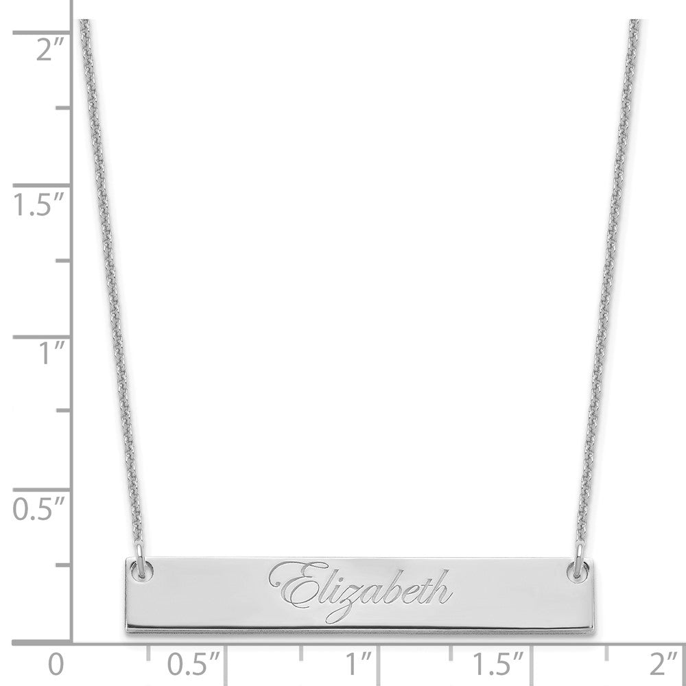 10k White Gold Medium EDWARDIAN SCRIPT Bar Necklace