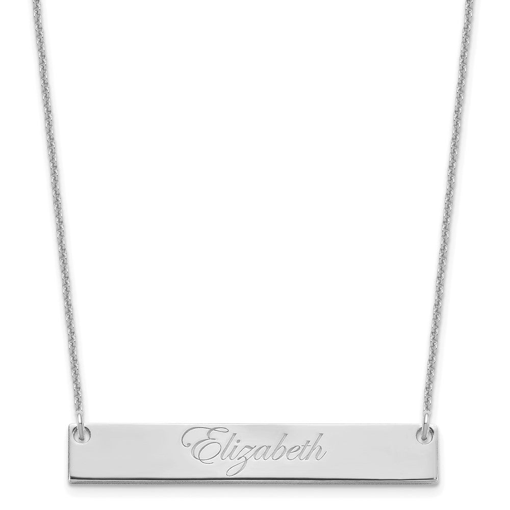 10k White Gold Medium EDWARDIAN SCRIPT Bar Necklace - 2