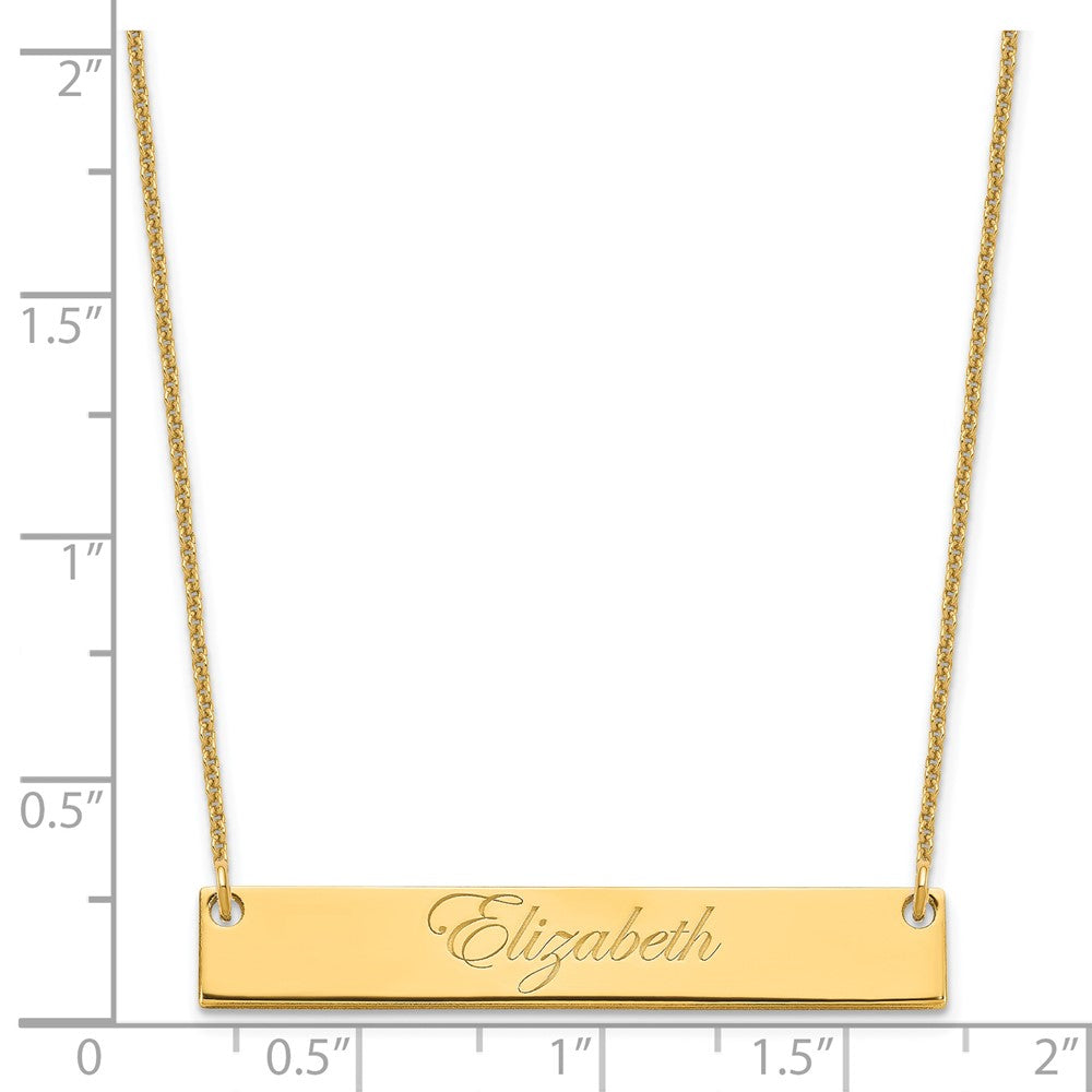 14k Yellow Gold Medium EDWARDIAN SCRIPT Bar Necklace