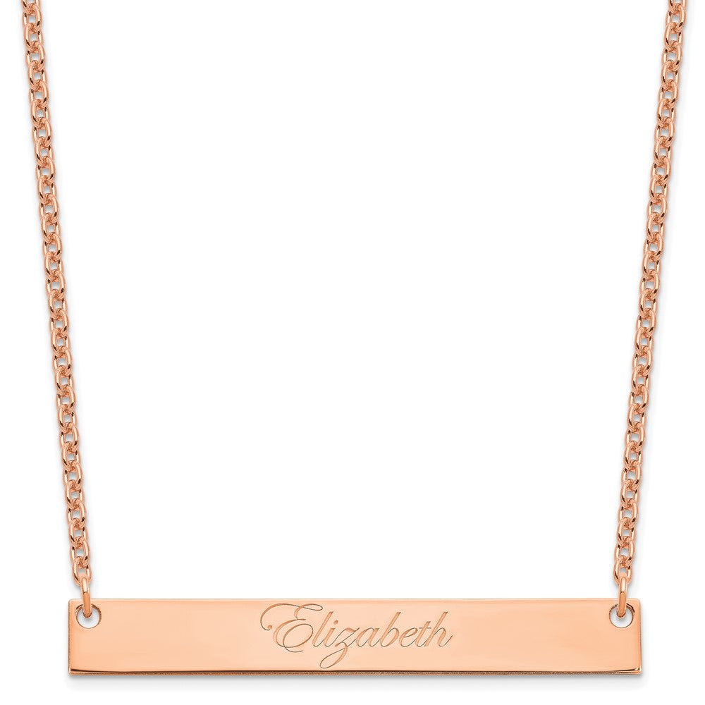 Sterling Silver/Rose-plated Large EDWARDIAN SCRIPT Bar Necklace - 3