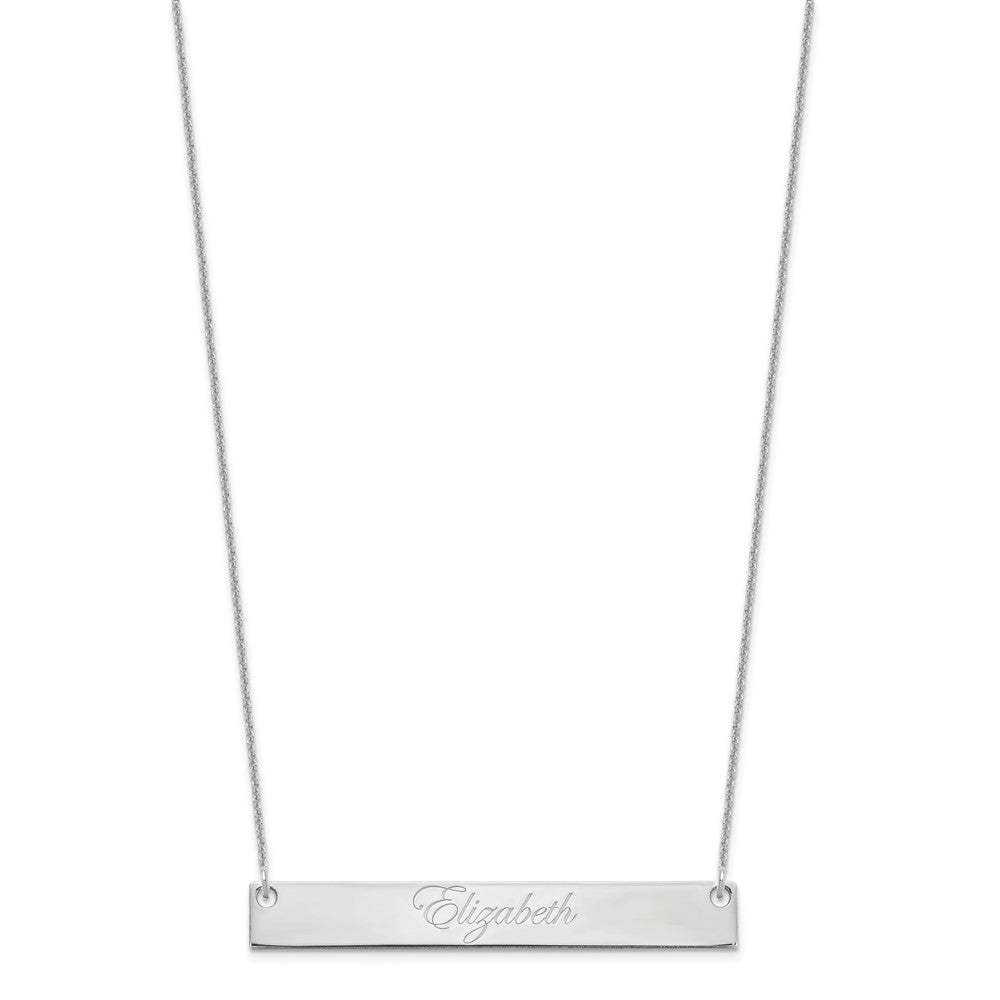 14k White Gold Large EDWARDIAN SCRIPT Bar Necklace