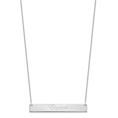 14k White Gold Large EDWARDIAN SCRIPT Bar Necklace