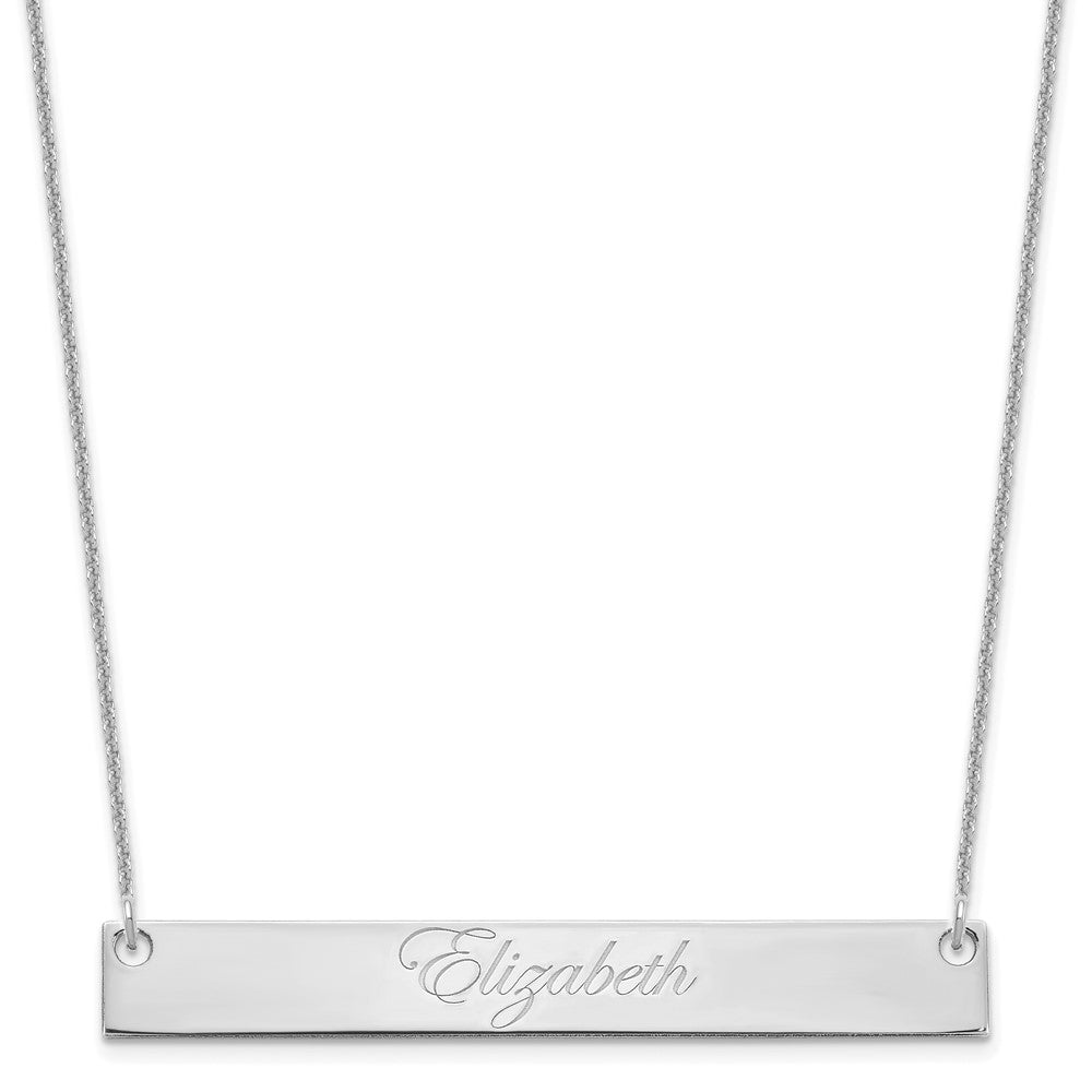 10k White Gold Large EDWARDIAN SCRIPT Bar Necklace - 3