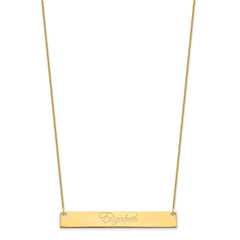 14k Yellow Gold Large EDWARDIAN SCRIPT Bar Necklace