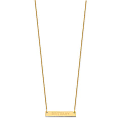 14k Yellow Gold Small Capitalized ARIAL ROUNDED Bar Necklace