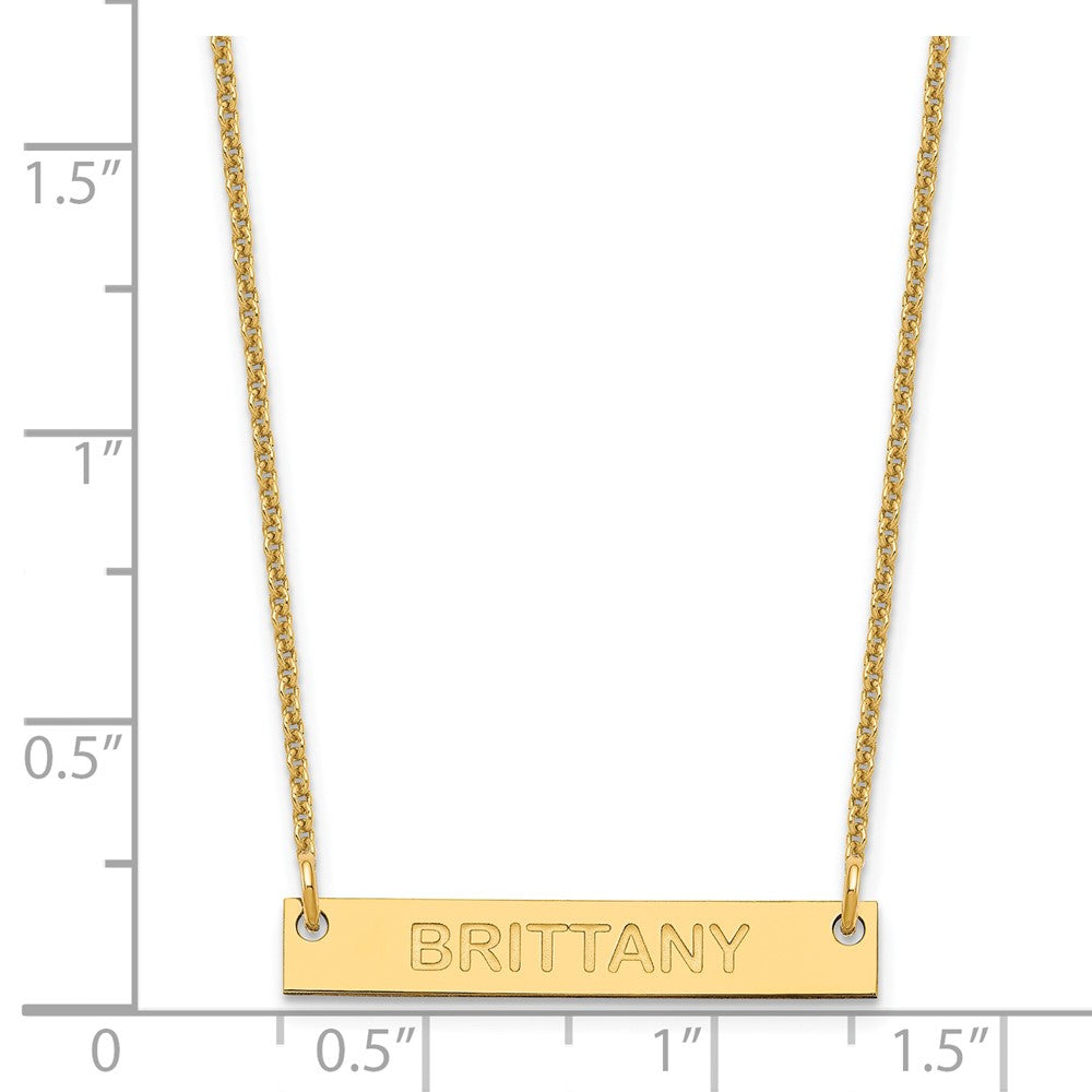 14k Yellow Gold Small Capitalized ARIAL ROUNDED Bar Necklace