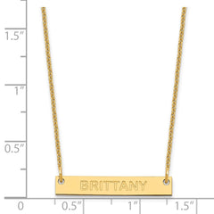 14k Yellow Gold Small Capitalized ARIAL ROUNDED Bar Necklace