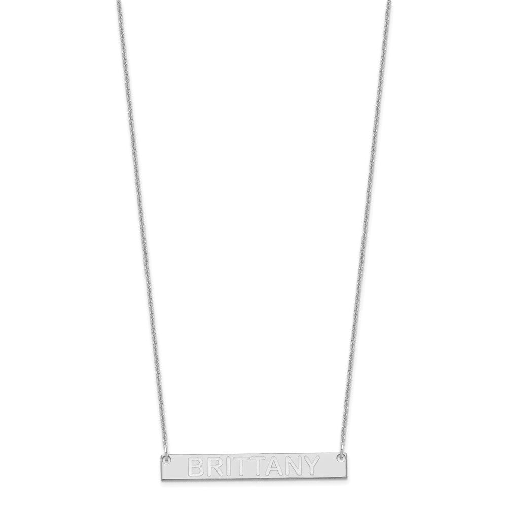 14k White Gold Medium Capitalized ARIAL ROUNDED Bar Necklace