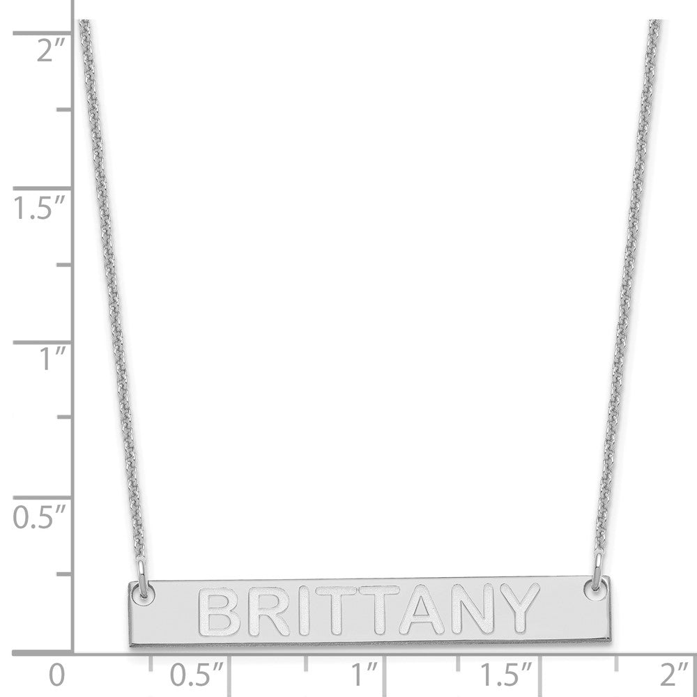 14k White Gold Medium Capitalized ARIAL ROUNDED Bar Necklace