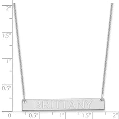 10k White Gold Medium Capitalized ARIAL ROUNDED Bar Necklace