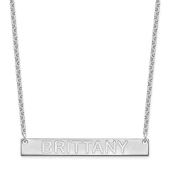 SS/Rhod-plated Large Capitalized ARIAL ROUNDED Bar Necklace