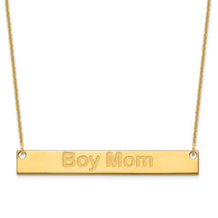 14k Yellow Gold Large Capitalized ARIAL ROUNDED Bar Necklace