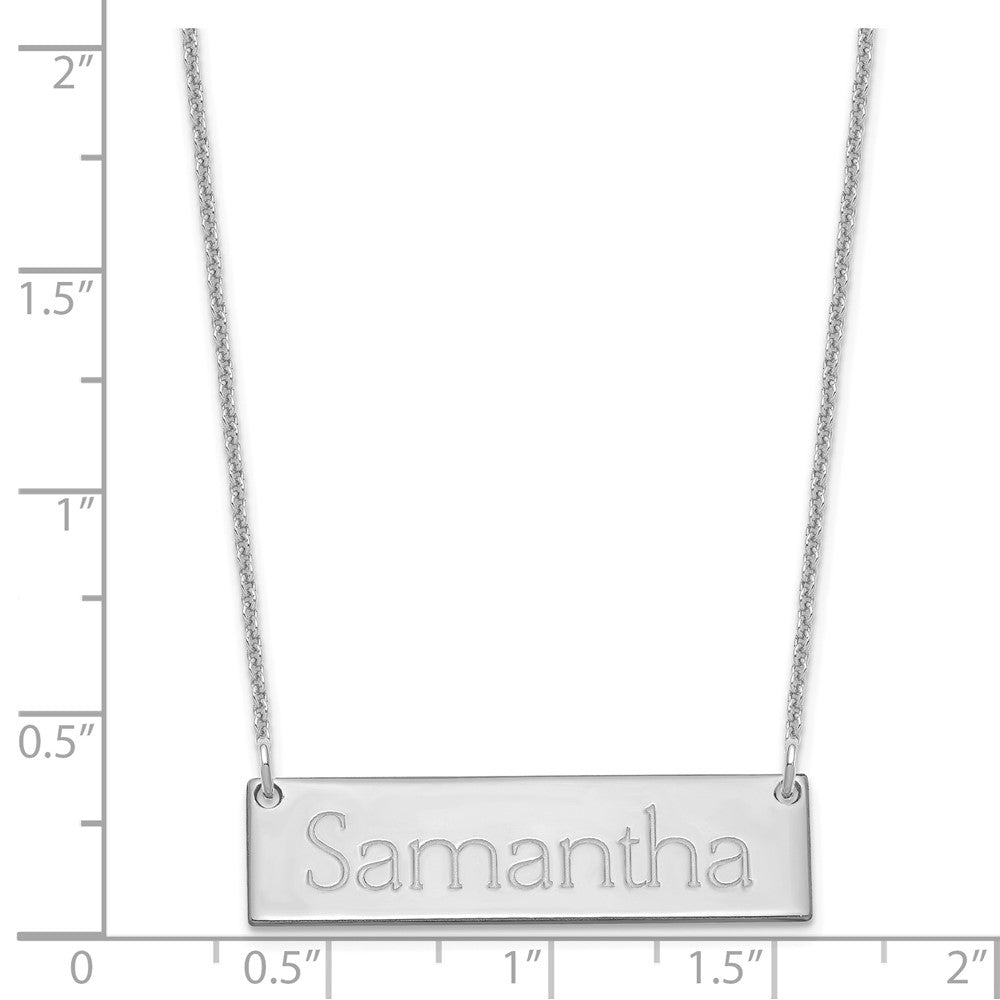 14k White Gold Small Name Bar Necklace