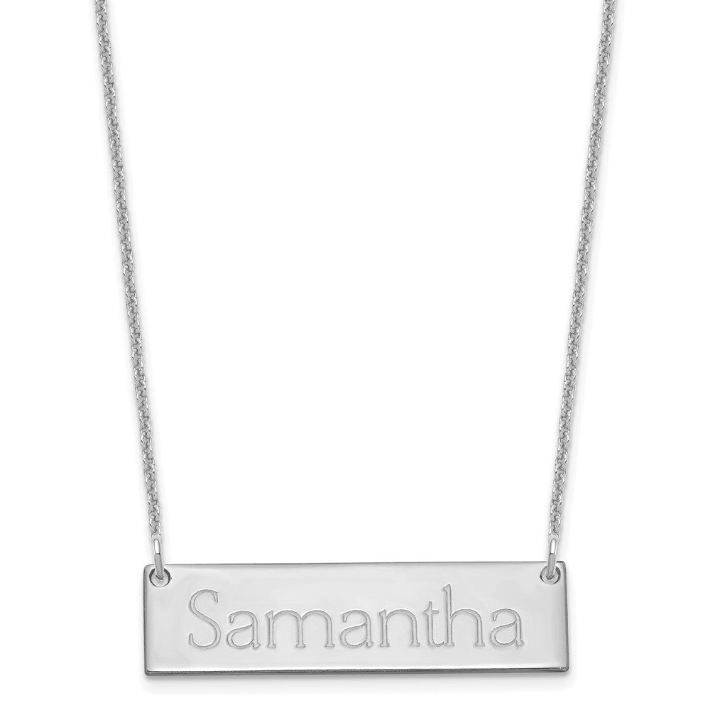 10k White Gold Small Name Bar Necklace