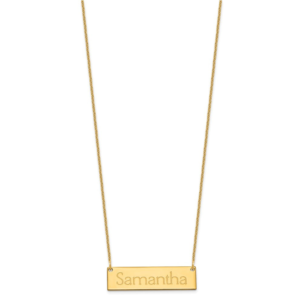 14k Yellow Gold Small Name Bar Necklace