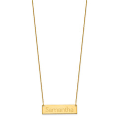 14k Yellow Gold Small Name Bar Necklace