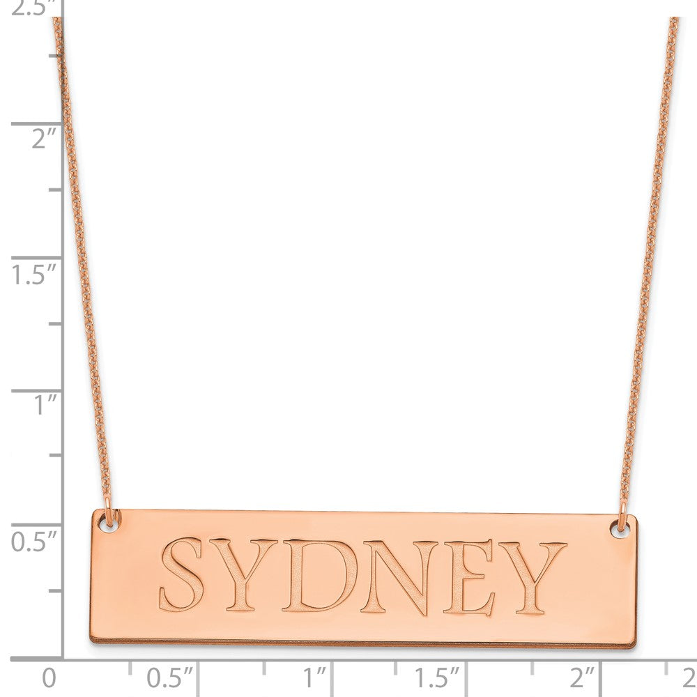 14k Rose Gold Large Name Bar Necklace