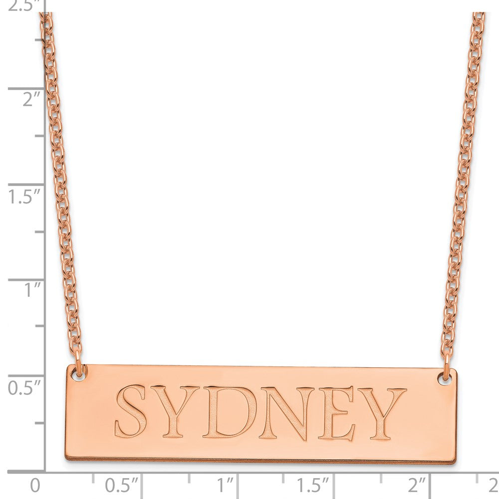 Sterling Silver/Rose-plated Large Name Bar Necklace