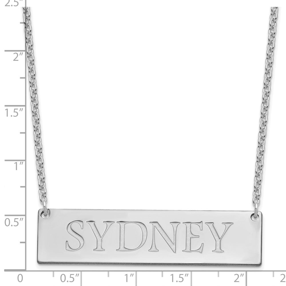 Sterling Silver/Rhodium-plated Large Name Bar Necklace