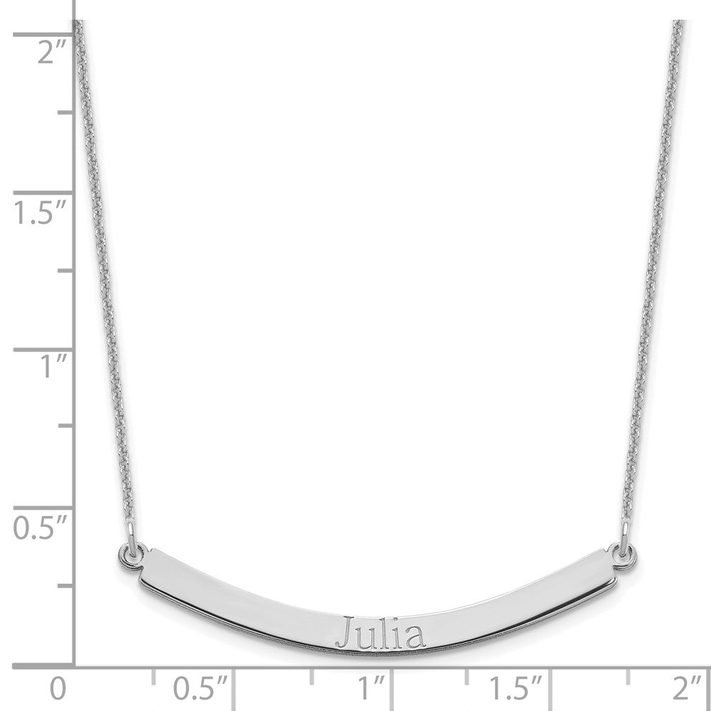 14k White Gold Curved Bar Necklace