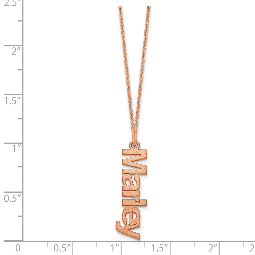 14k Rose Gold Brushed 1 Name Charm Necklace