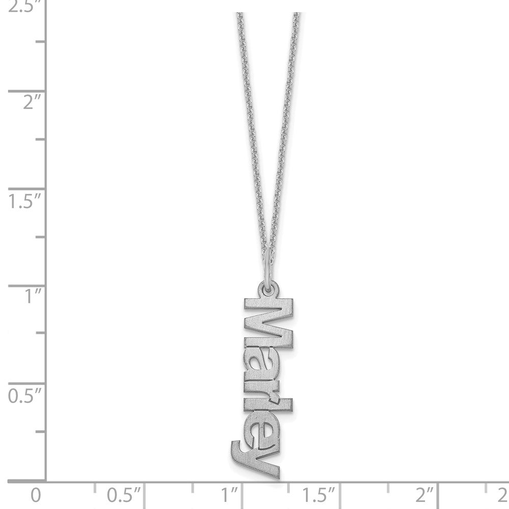 14k White Gold Brushed 1 Name Charm Necklace