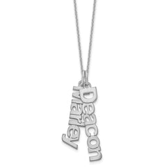 10k White Gold Brushed 2 Name Charm Necklace