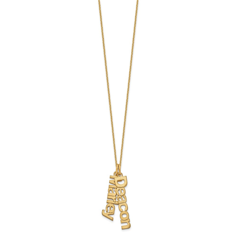 14k Yellow Gold Brushed 2 Name  Charm Necklace