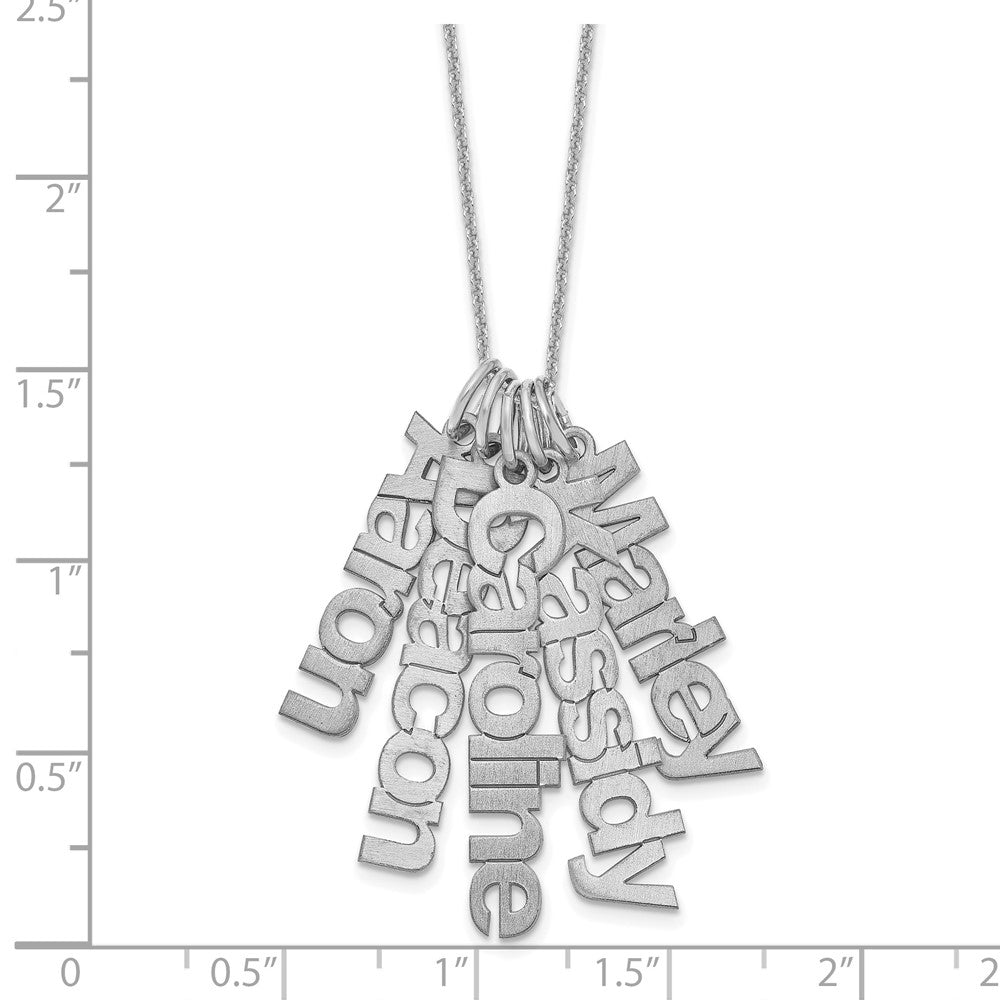 14k White Gold Brushed 5 Name Charm Necklace