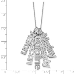 14k White Gold Brushed 5 Name Charm Necklace